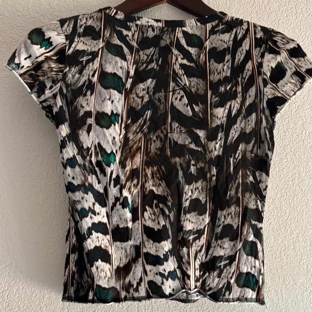 All Saints Black and White Graphic Cap Sleeve Blouse - Picture 4 of 6